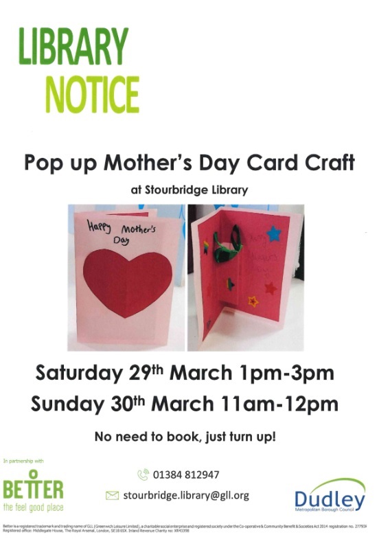 Stourbridge Library - Pop Up Mother's Day Card Craft